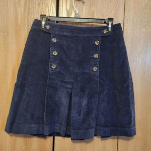 Joules Haddie French Navy Blue Corduroy Pleated A-Line Skirt US 4 UK 8 EU 36